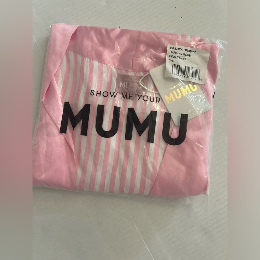 Show Me Your Mumu Harlow Robe One Size NWT Pink Stripe - Picture 4 of 4